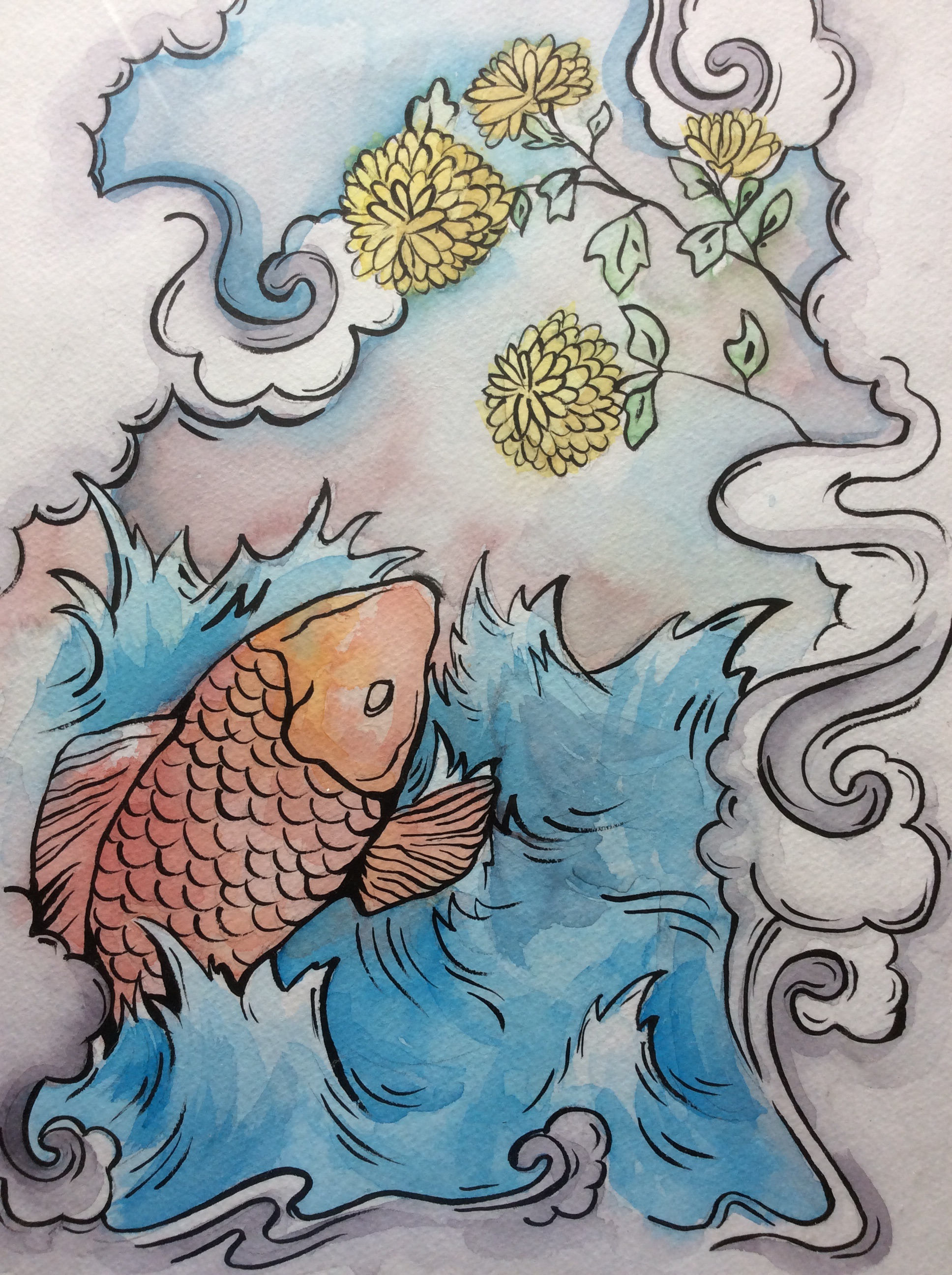 1936x2592 Japanese Koi Fish Watercolor Painting Etsy