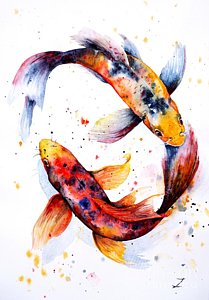 209x300 Koi Watercolor Paintings Fine Art America