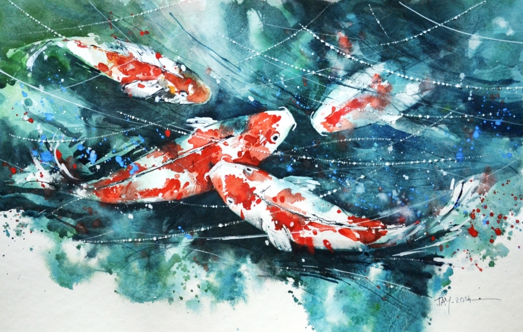 1024x650 Watercolor Paintings Of Fish Koi Illustration Koi