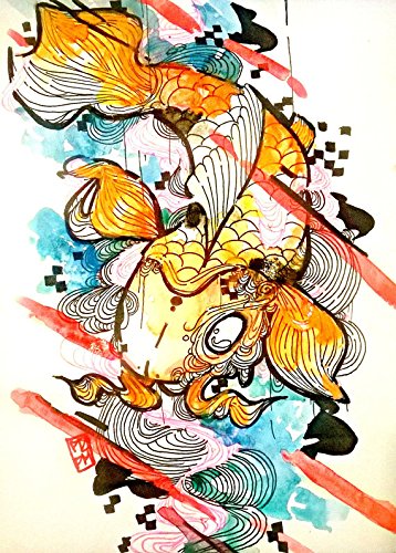358x500 Japanese Koi Fish Art Print
