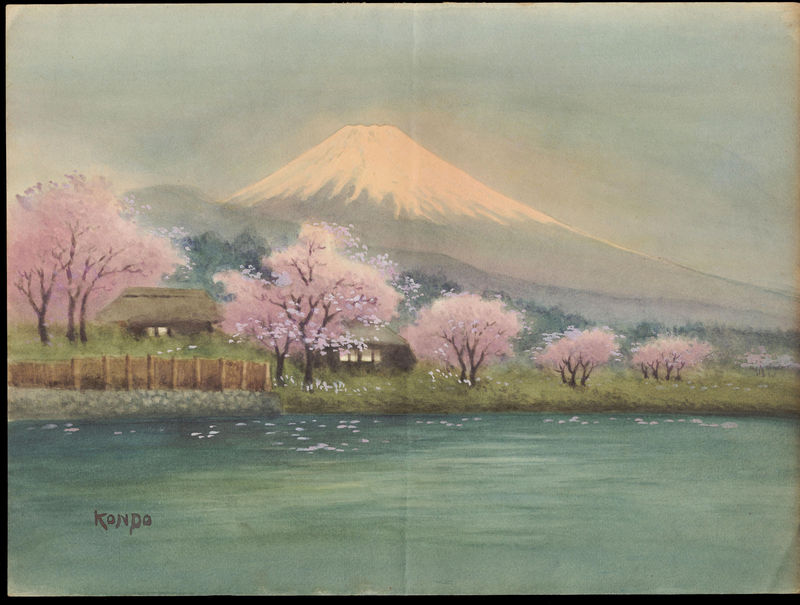 800x605 Kondo (Watercolour Artist) Fuji In Full Spring