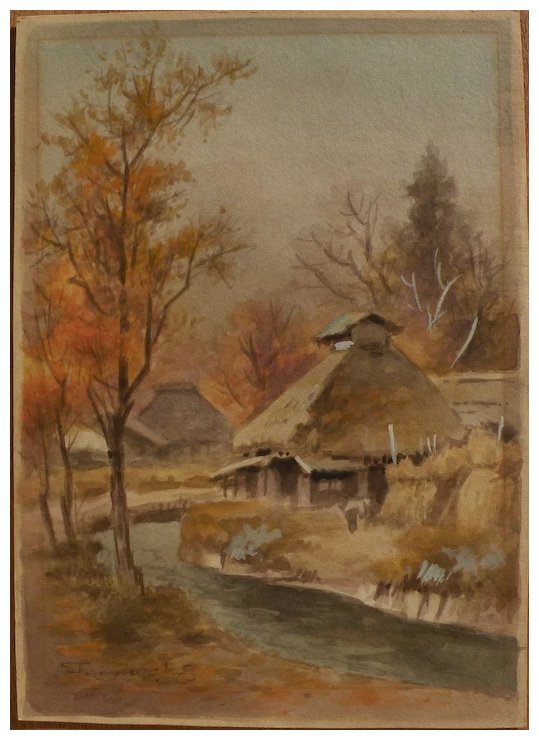 539x740 Fukutaro Terauchi (1891 ) Japanese Watercolor Landscape Painting