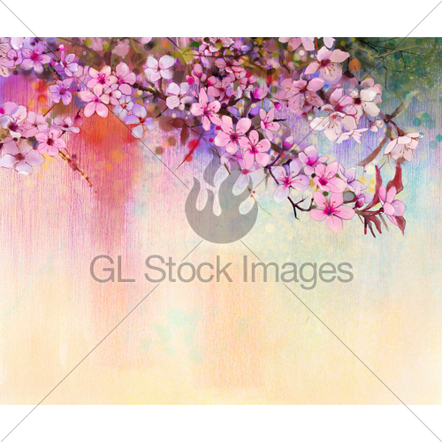500x500 Watercolor Painting Cherry Blossoms Japanese Cherry Pink Sak Gl
