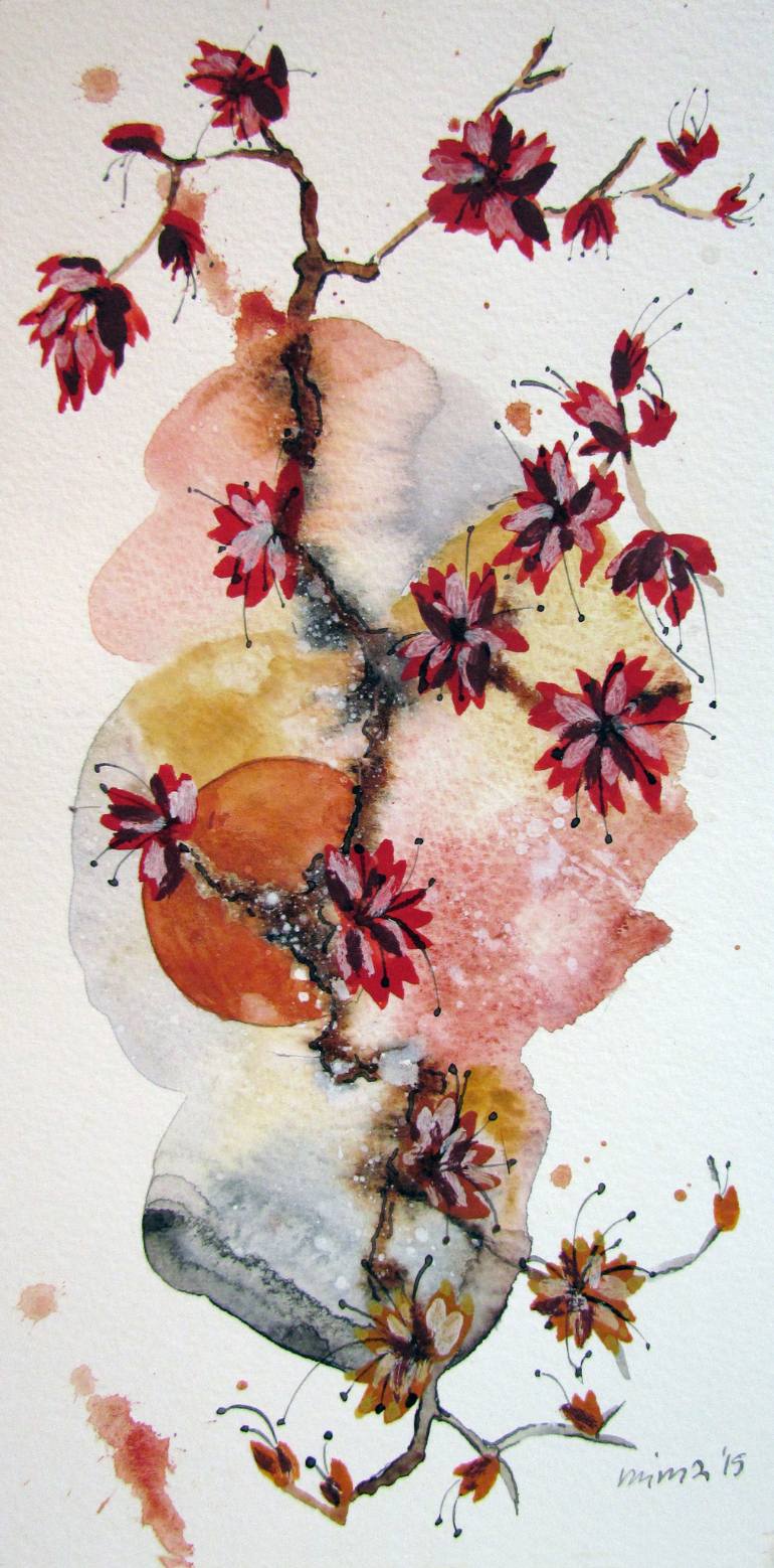 770x1558 Japanese Flower Tree Painting By Milica Mihajlovic Njistor