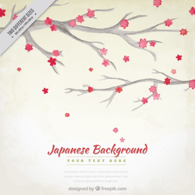 626x626 Watercolor Branches With Japanese Flowers Background Vector Free