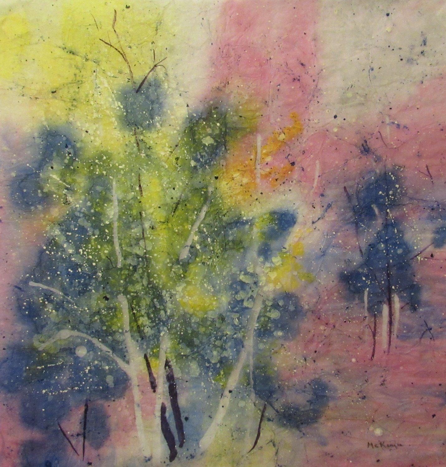 1431x1500 Original Abstract Landscape Painting Impressionist Rose