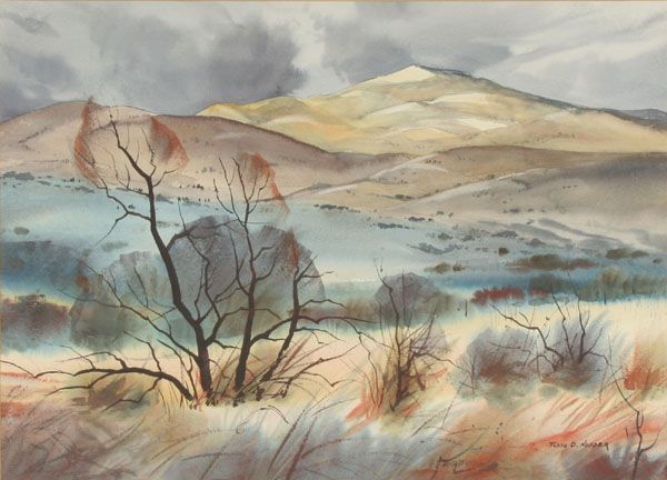 600x432 Floyd D. Hopper Watercolor Landscape Indiana Art Antique Helper
