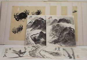 300x206 Lot Of Vintage Japanese Watercolors Woodblock Prints Artwork
