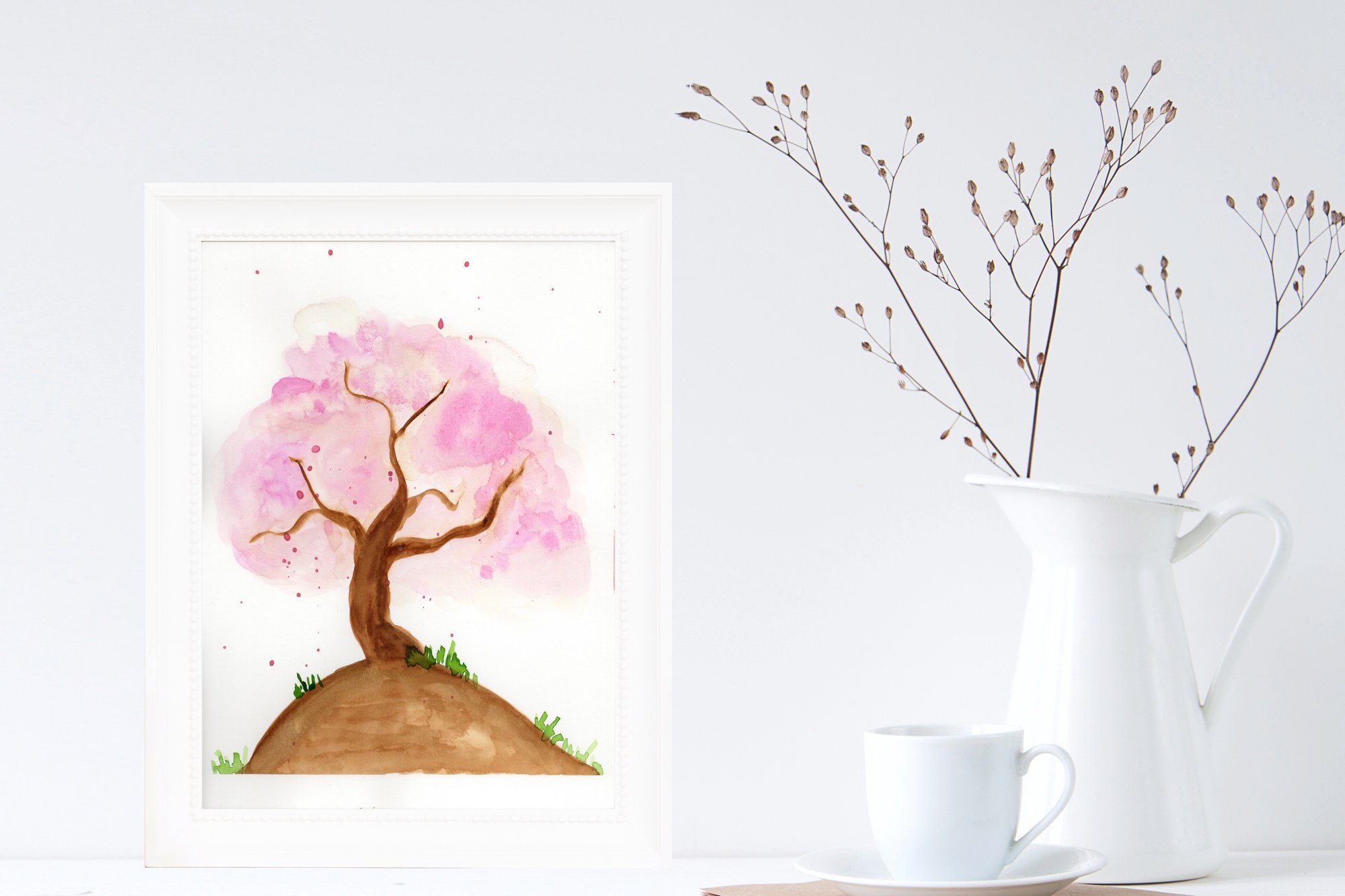 2000x1333 Japanese Painting Japanese Watercolor Japanese Sakura Tree Etsy