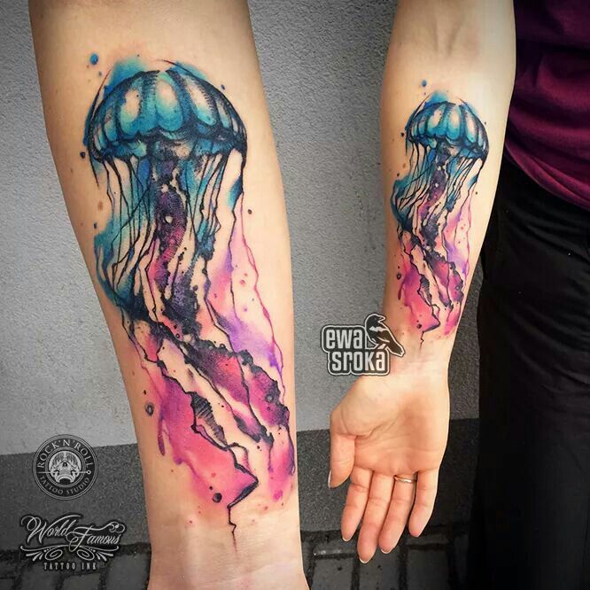 666x666 Watercolor Jellyfish Tattoos