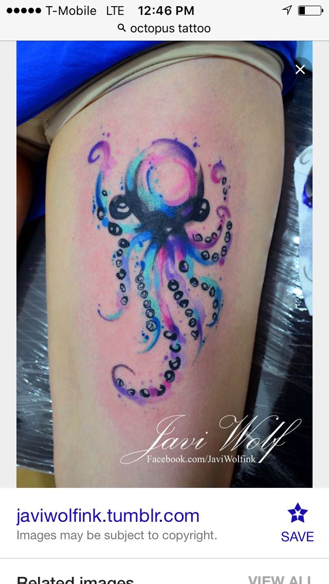 640x1136 Watercolor Jellyfish Tattoo On Thigh