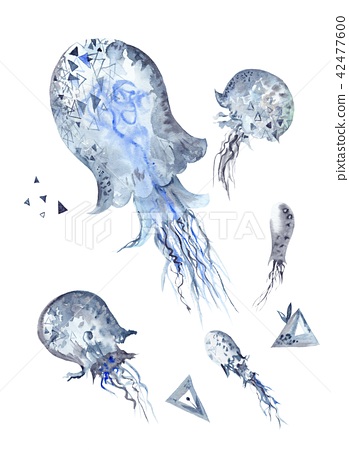 349x450 Watercolor Jellyfish Painting