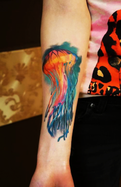 236x366 Wonderful Watercolor Jellyfish Tattoos For My Friends 2014