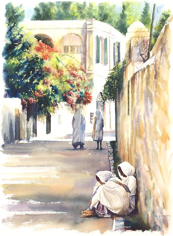 587x800 From Ethiopia To Jerusalem Watercolor, 57x76cm Www.beni