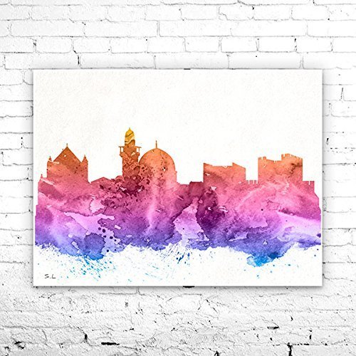 500x500 Jerusalem City Skyline, Art Print, Jerusalem Poster