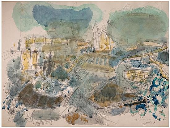550x416 Avigdor Stematsky 1908 1989 (Israeli) Jerusalem Watercolor O