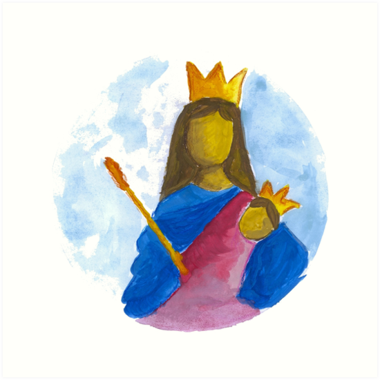 550x550 Holy Mary With Jesus Watercolor Art Design Art Prints By