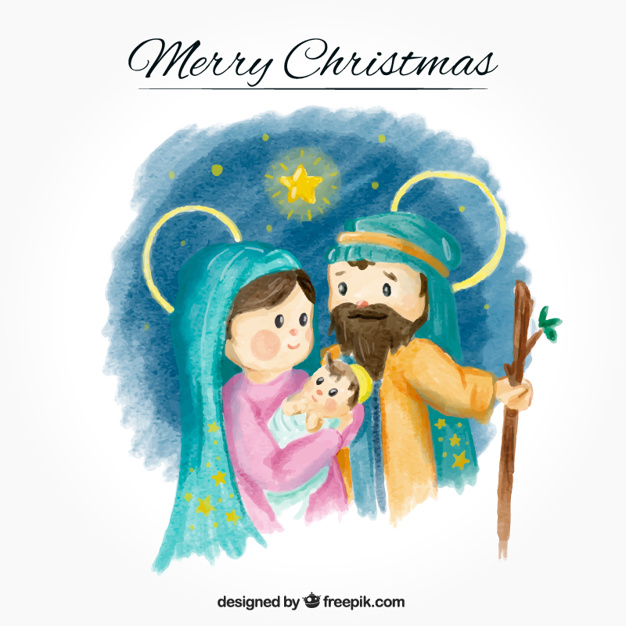 626x626 Watercolor Background With Lovely Jesus Birth Vector Free Download