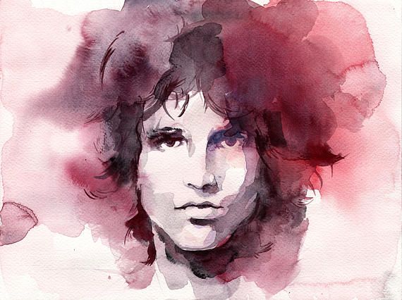 570x426 Jim Morrison Watercolor Art Print