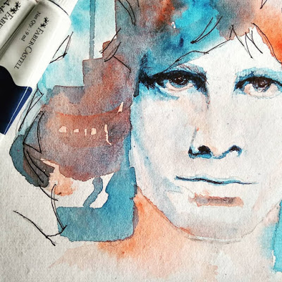 400x400 Jim Morrison Watercolor Painting Artistic Intrusion