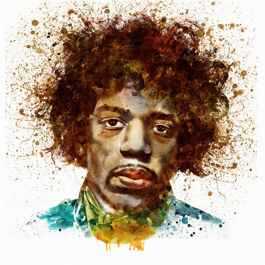 900x900 Jimi Hendrix Watercolor Portrait Digital Art Lt3 Faces In Art