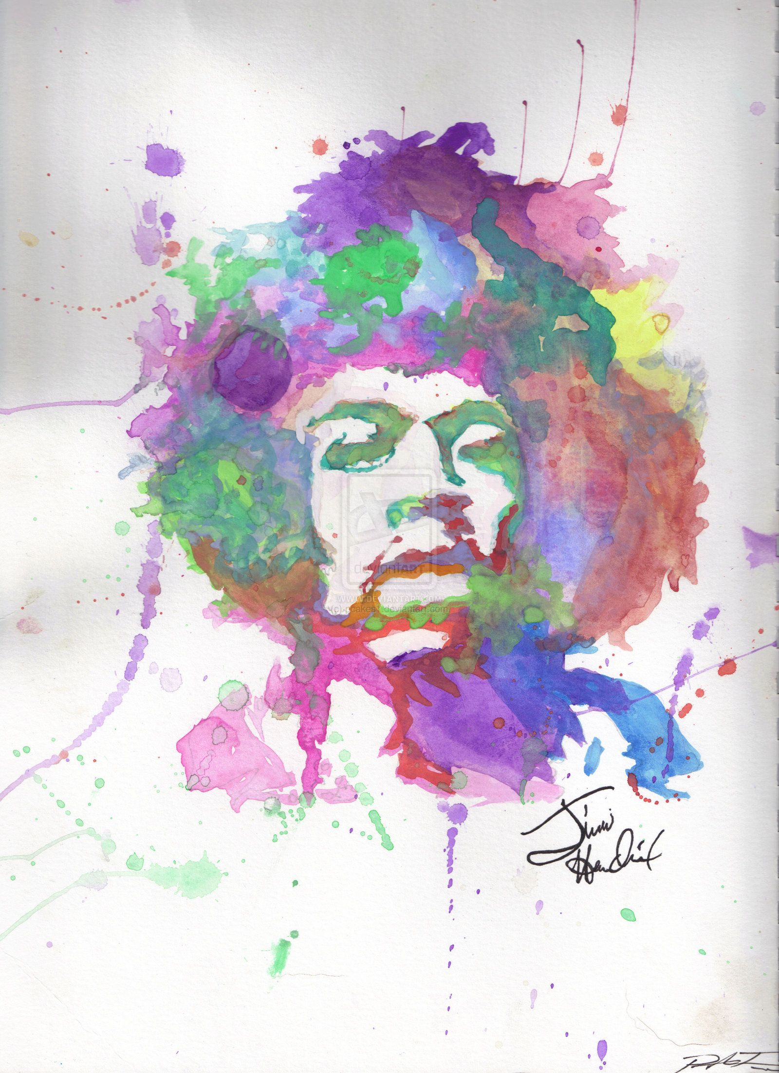 1600x2202 Rescanned Jimi Hendrix Watercolor By On