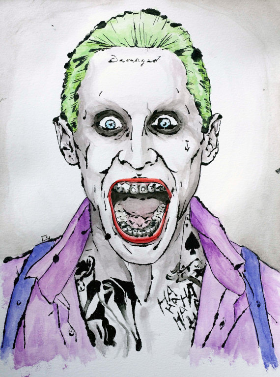 570x767 Joker Watercolor Painting Print