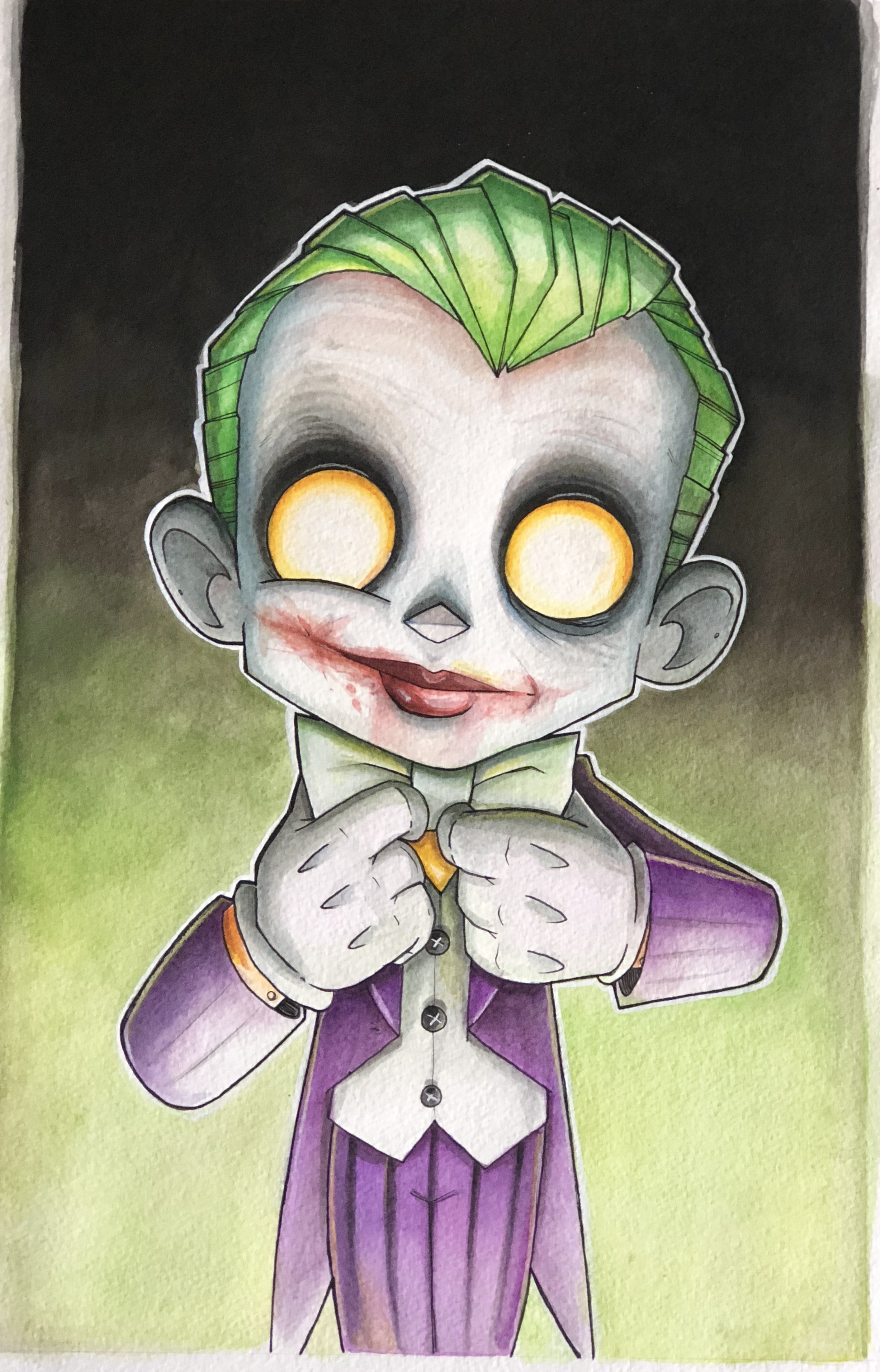 2454x3824 Orginal Joker Watercolor Painting The Art Of Christopher Uminga