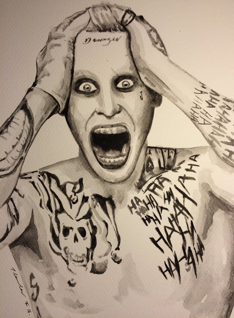 766x1042 Jared Leto Joker Suicide Squad Watercolor Painting By Billyboyuk