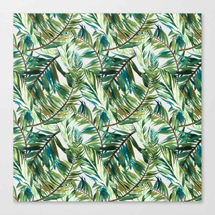 700x700 Leaf The Jungle Watercolor Pattern Canvas Print By Mmartabc Society6