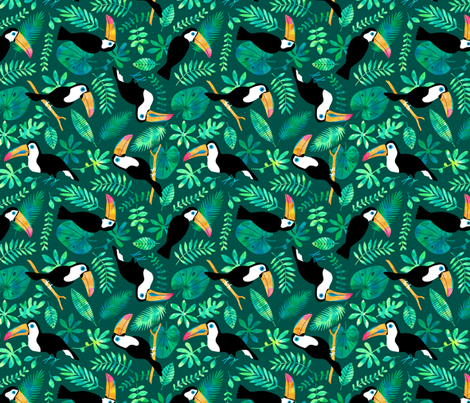 470x403 Toucan Jungle Watercolor Green Wallpaper