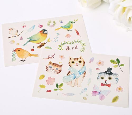 500x437 Kawaii Watercolor Style Happy Forest Postcards Cute Animal And