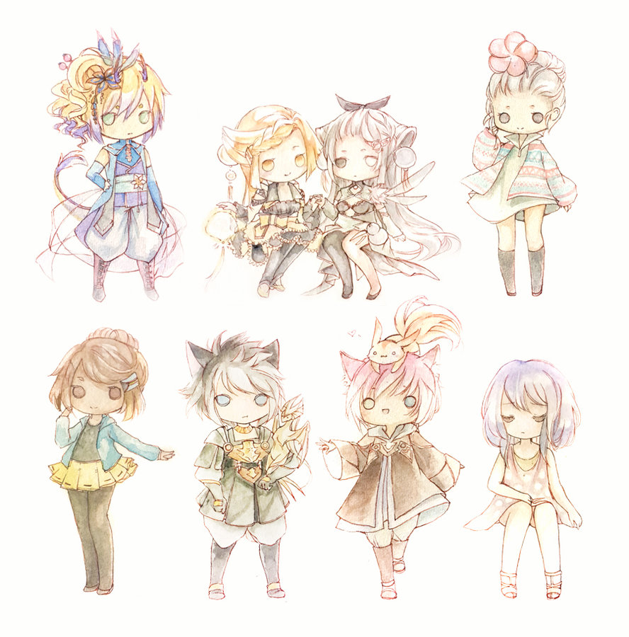 888x900 Watercolor Chibi Dump By Nyanfood
