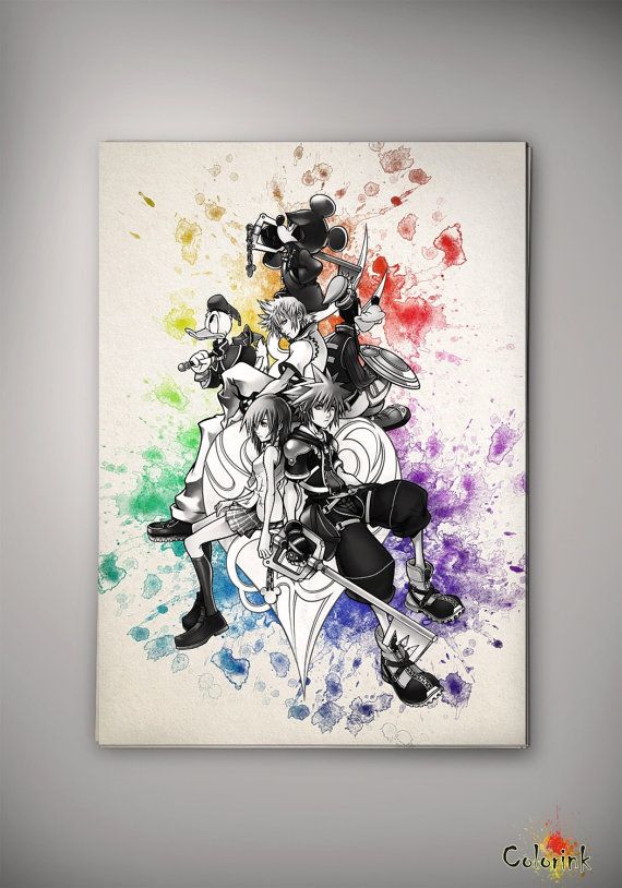 570x814 Kingdom Hearts Gift Watercolor Illustrations Art Print Wall Art
