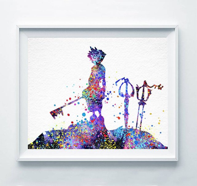 642x606 Kingdom Hearts Sora 3 Print Abstract Watercolor Print Game Etsy