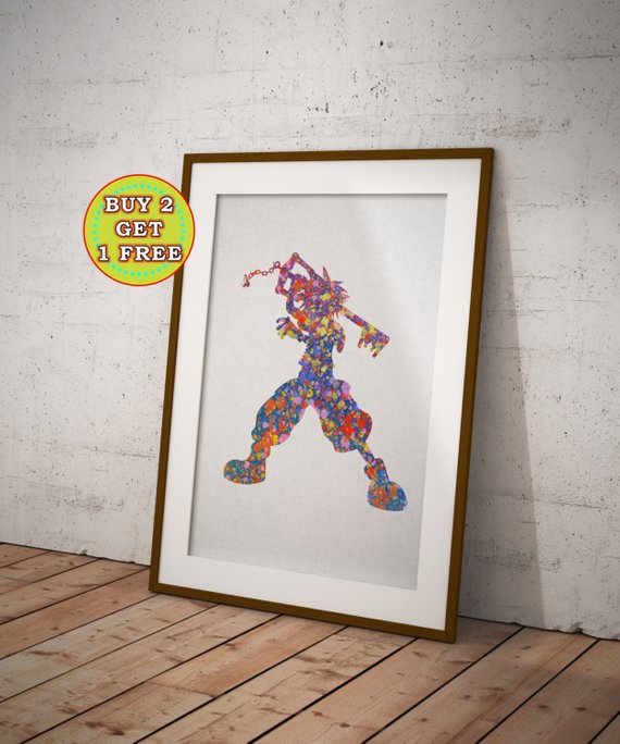 570x684 Kingdom Hearts Watercolor Kingdom Hearts Poster Sora Etsy