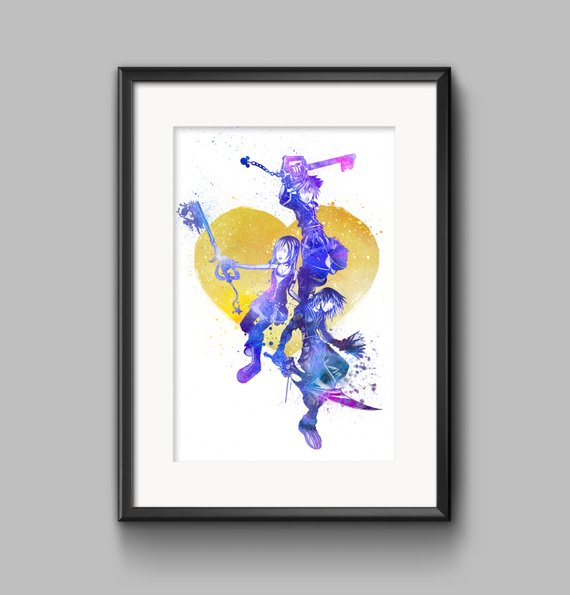 570x595 Kingdom Hearts Watercolor Poster Art Print Etsy
