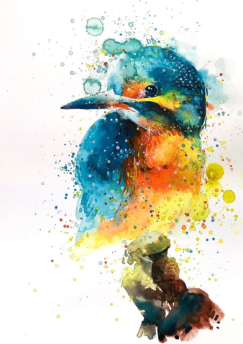 800x1131 Kingfisher Watercolour Painting A3 11.7 X 16.5 Inches