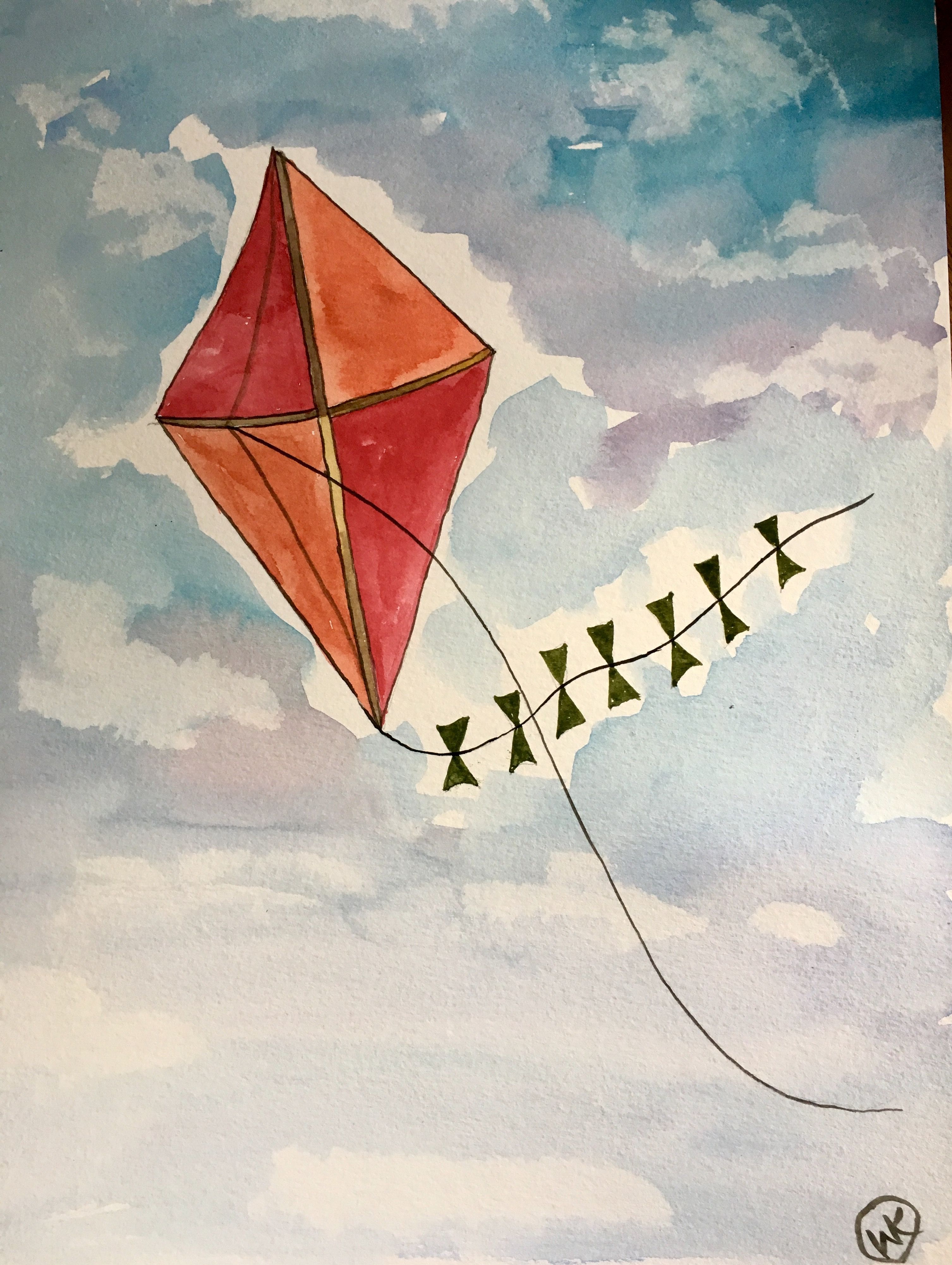 3013x4003 Kite. Watercolor. 9x12 Watercolors Kites And