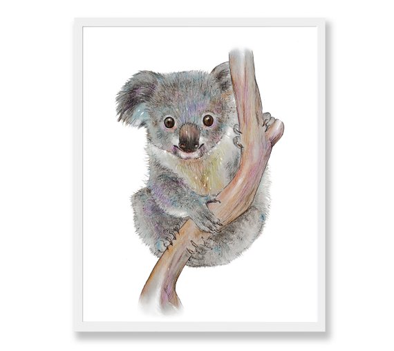 570x507 Koala Print Koala Bear Art Koala Watercolor Painting Nursery Etsy
