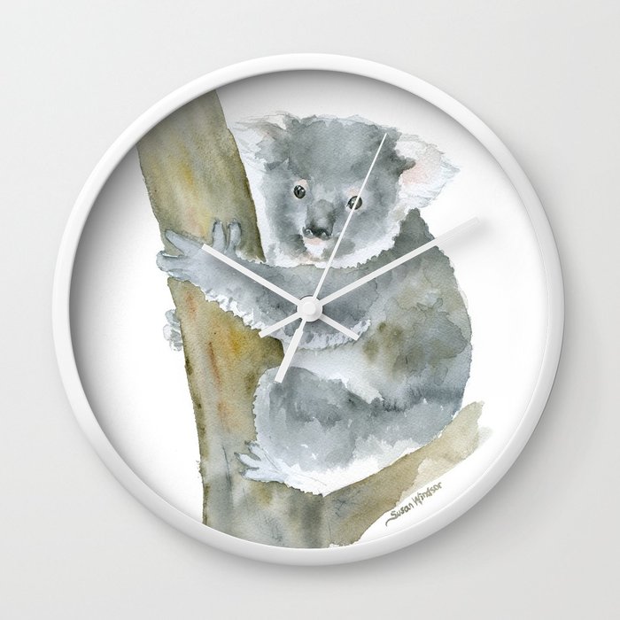 700x700 Koala Watercolor Painting Wall Clock By Susanwindsor Society6