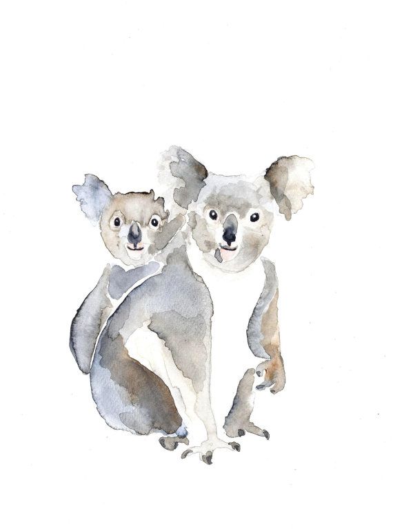 570x767 Mom And Baby Koala Original Watercolor Painting In 2018 A R T