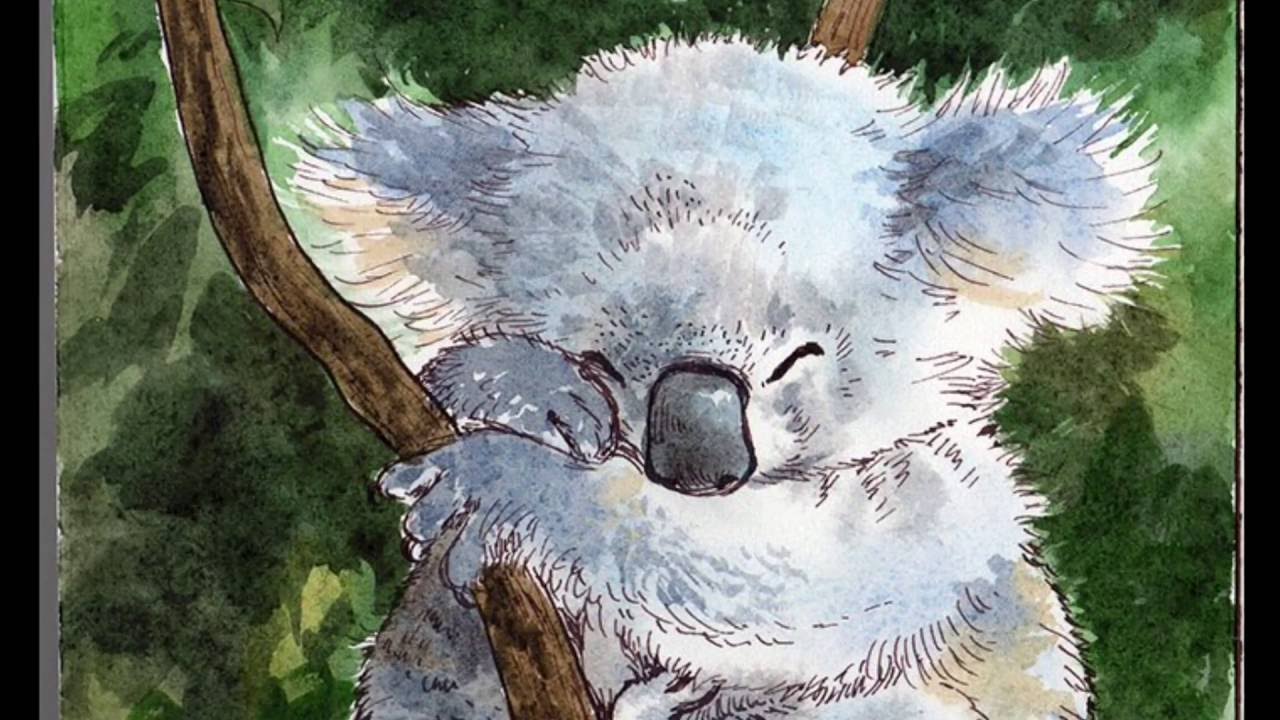 1280x720 Time Lapse Watercolor And Ink Koala Painting