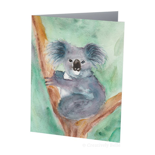 500x500 Watercolour Australian Koala Greeting Card Creatively Belle