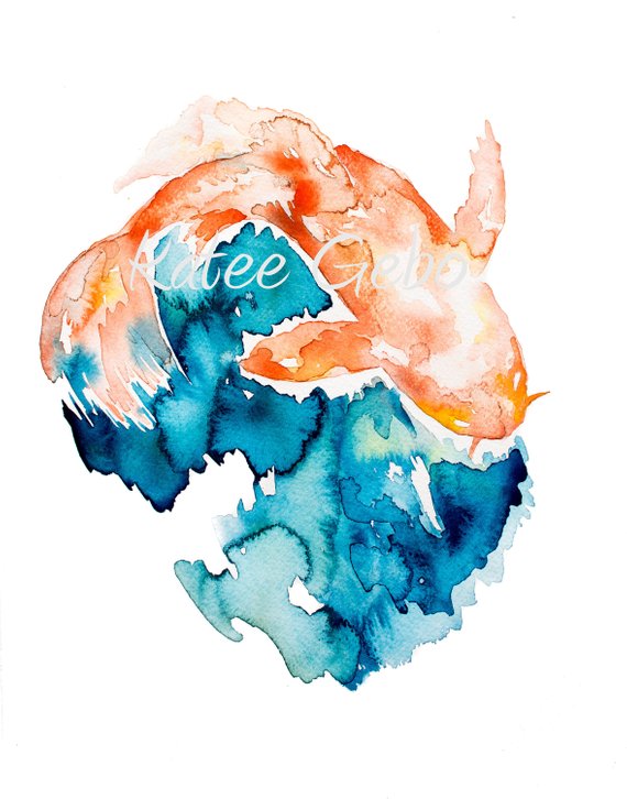 570x726 Koi Fish Painting Instant Printable Download Watercolor Etsy