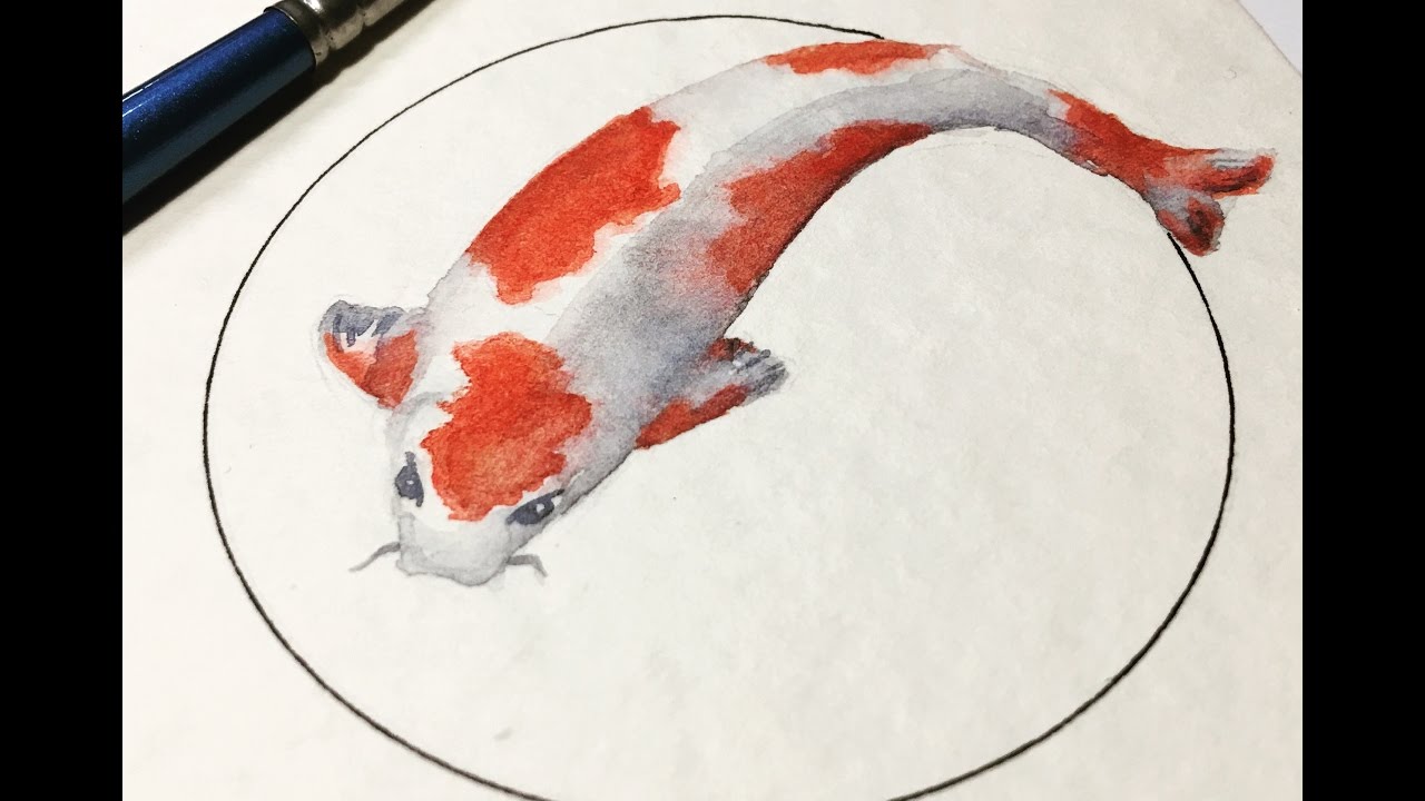 1280x720 Real Time Watercolor Painting. Koi Fish 10 Minute Watercolor
