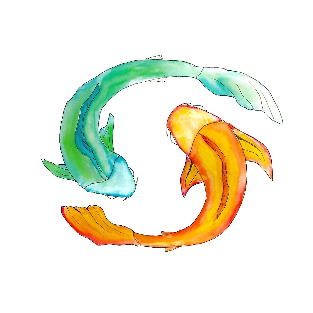 1000x1000 Koi Fish Watercolor And Ink By Elenatall Redbubble