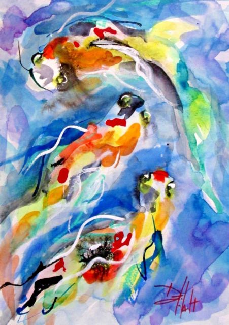 451x640 Spotted Fish Wild Life Animal Colorful Beach Art Watercolor