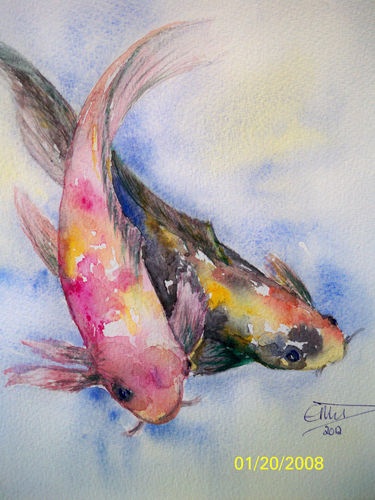 375x500 Drawn Koi Carp Colourful Fish