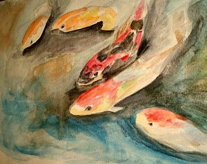 300x237 Koi Fish Watercolor Paintings